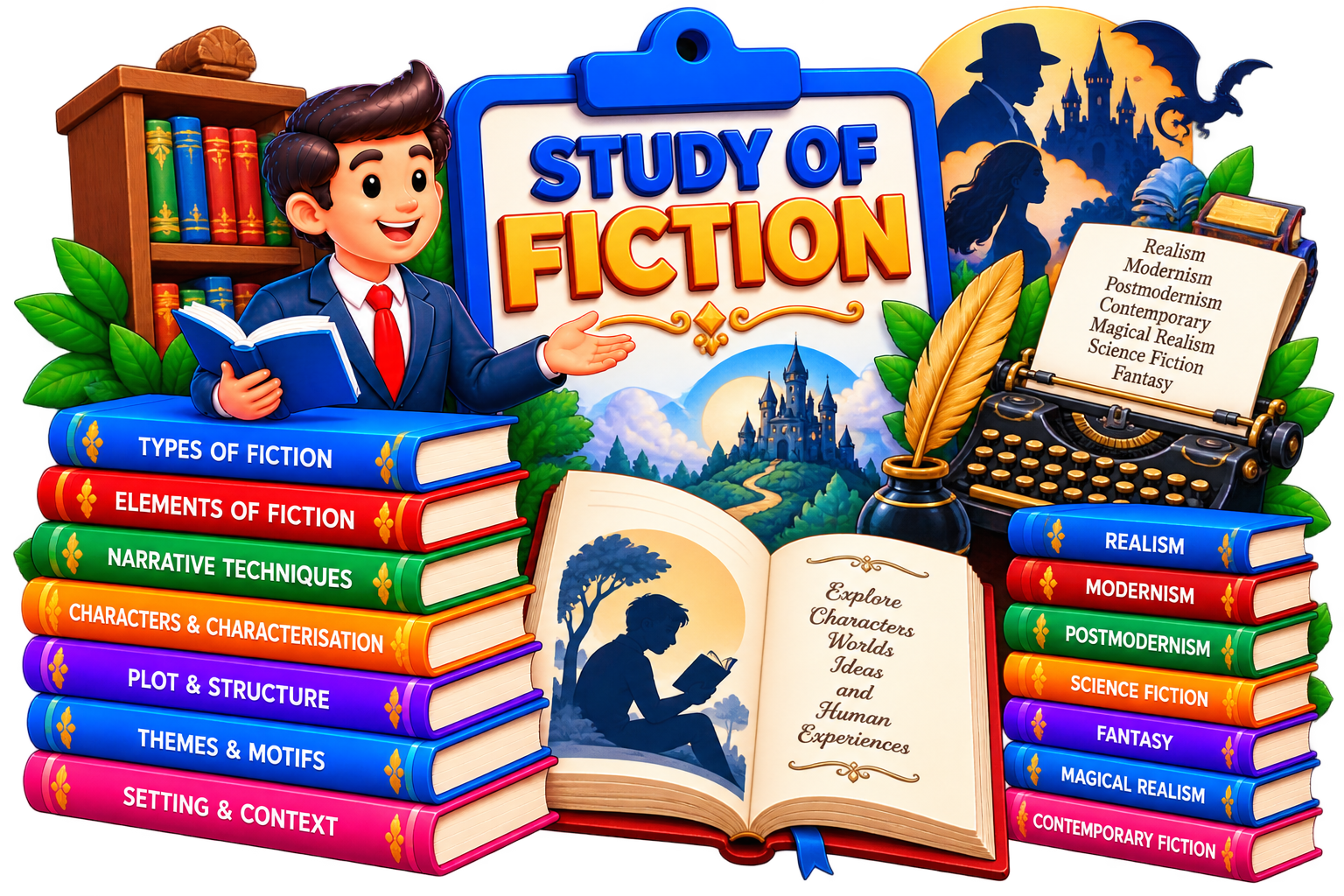 Study of Fiction illustration for BA DAVV notes