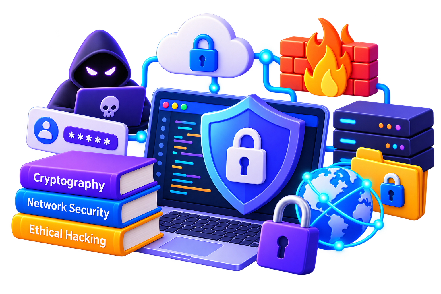 Cyber Security illustration for BCA DAVV notes
